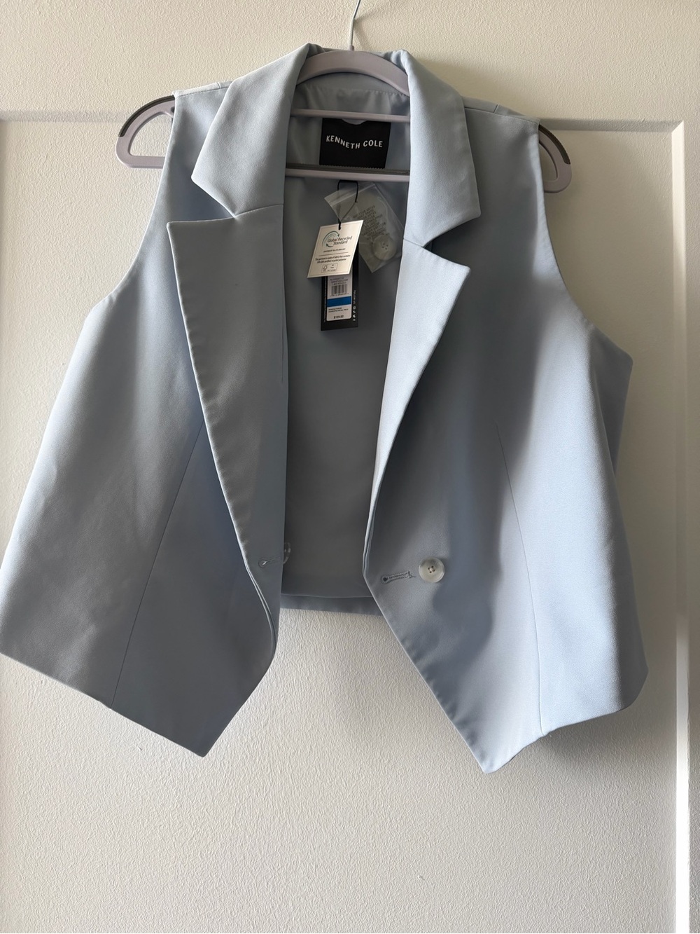 NWT Kenneth Cole Powder Blue Sleeveless Tailored Blazer Vest